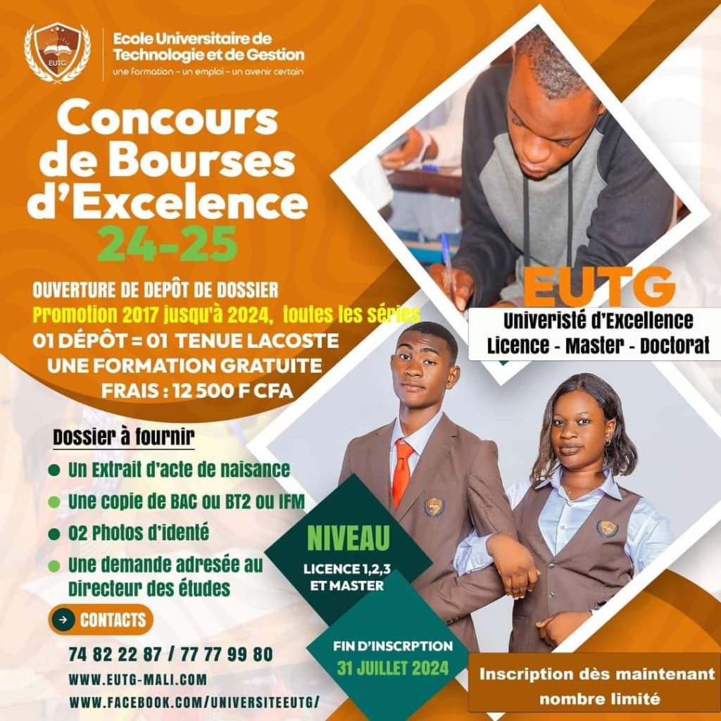 Bourses d'Excellence à l'Université des Victoires Nationales (EUTG) Mali 2024-2025