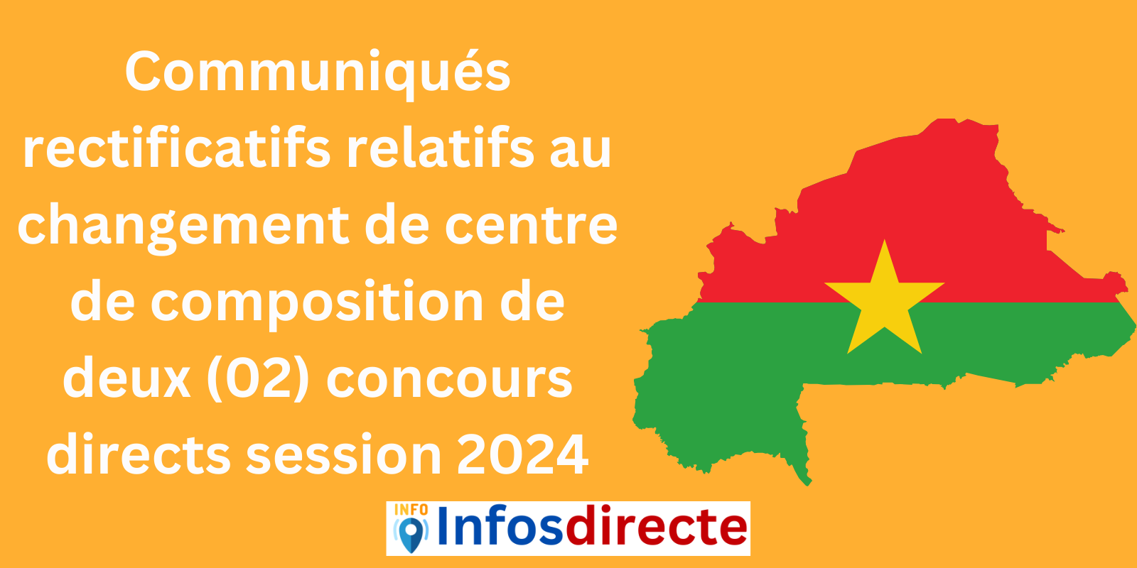 Communiqués rectificatifs relatifs au changement de centre de composition de deux (02) concours directs session 2024