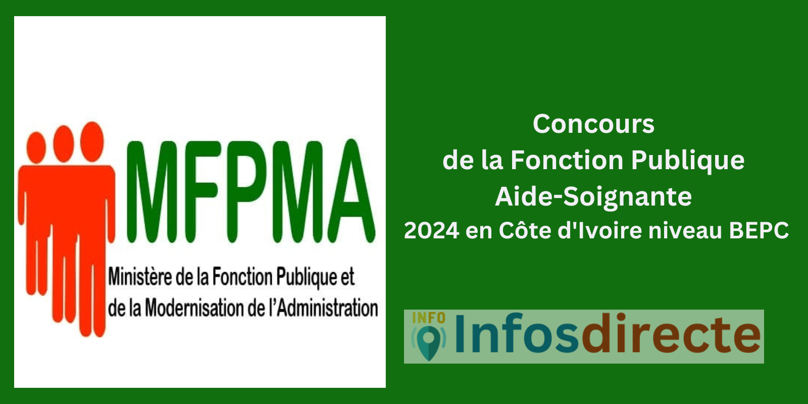 Concours de la Fonction Publique Aide-Soignante 2024 en Côte d'Ivoire niveau BEPC