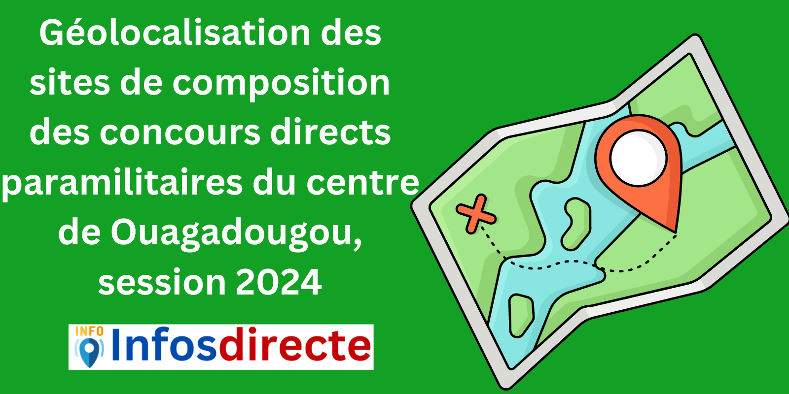 Géolocalisation des sites de composition des concours directs paramilitaires du centre de Ouagadougou, session 2024