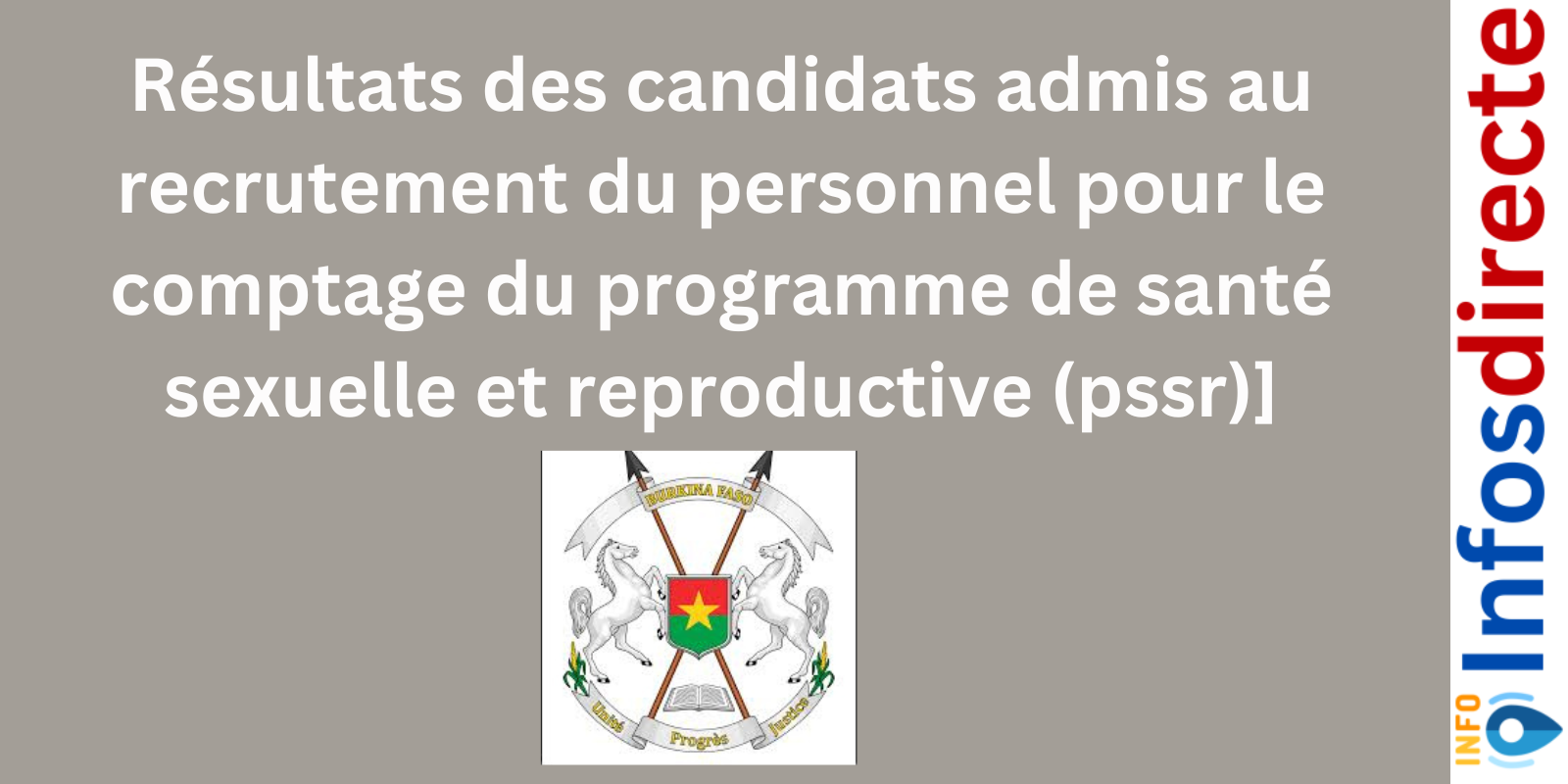 Résultats des candidats admis au recrutement du personnel pour le comptage du programme de santé sexuelle et reproductive (pssr)]