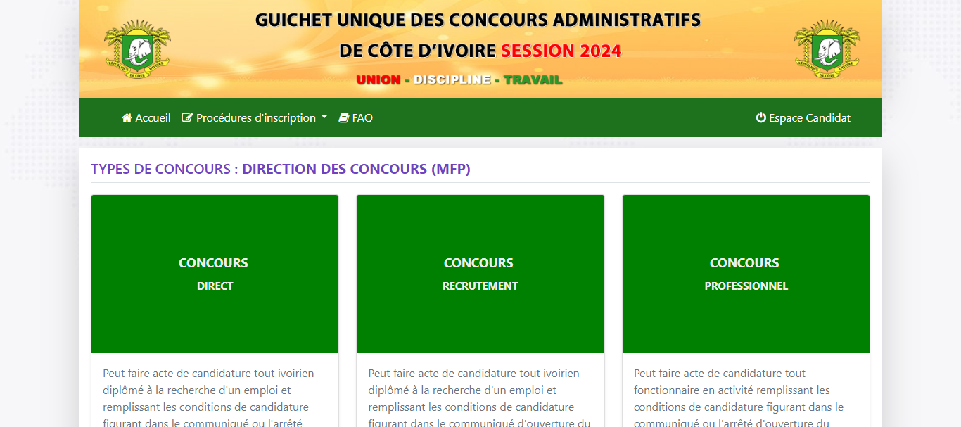 concours administratifs 2024 en Côte d'Ivoire