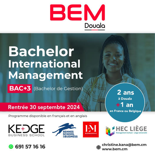 Informations sur les programmes de Bachelor en Management International chez BEM Cameroun