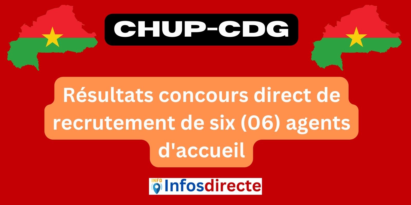 Résultats concours direct de recrutement de six (06) agents d'accueil CHUP-CDG, session 2024