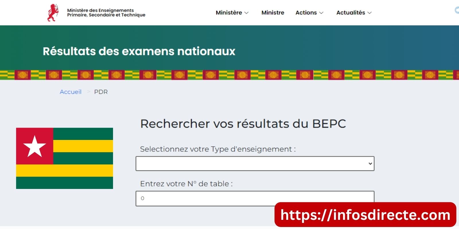 Résultats BEPC Togo 2024