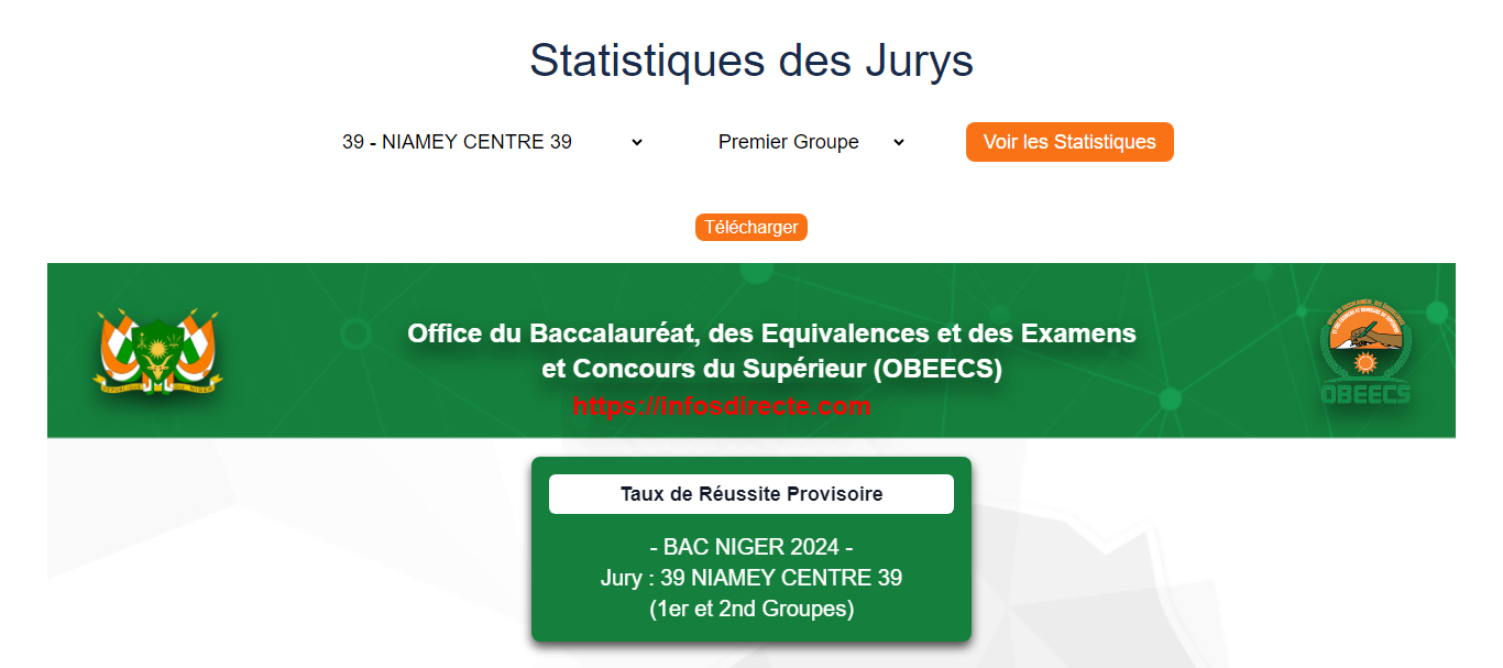 Jury 39 : Résultats provisoires du Baccalauréat Niger 2024 pour le centre 39 Niamey