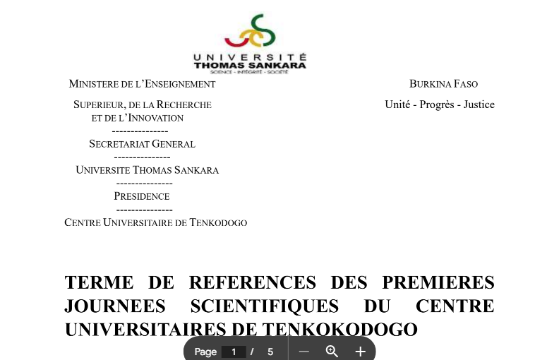 Le Centre Universitaire de Tenkodogo organise ses premières journées scientifiques les 25 et 26 novembre 2024