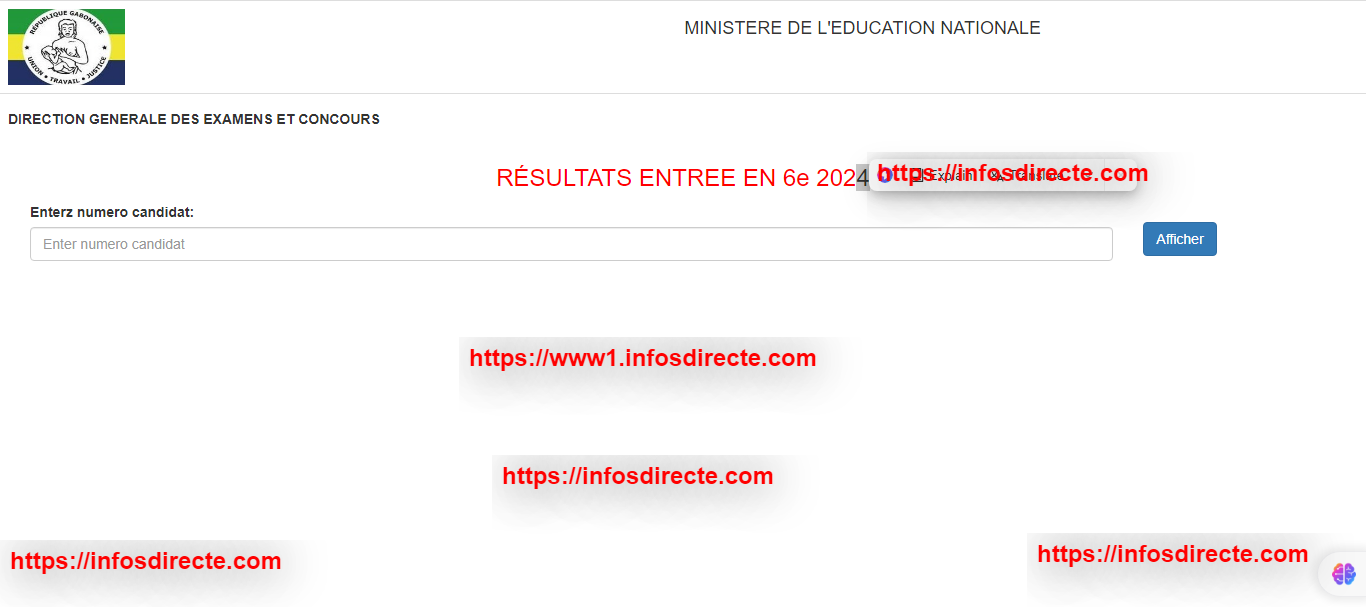 Les résultats d'entrée en 6e 2024 au Gabon sur xgestedu.com