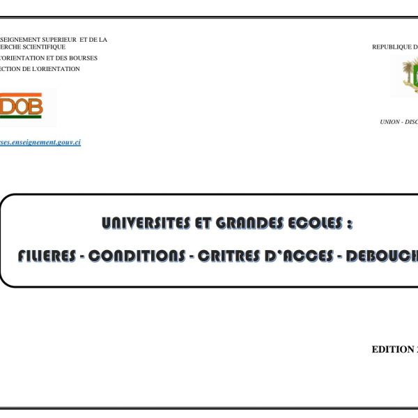 Conditions et critères d'accès aux Universités publics 2024 en Côte d'Ivoire