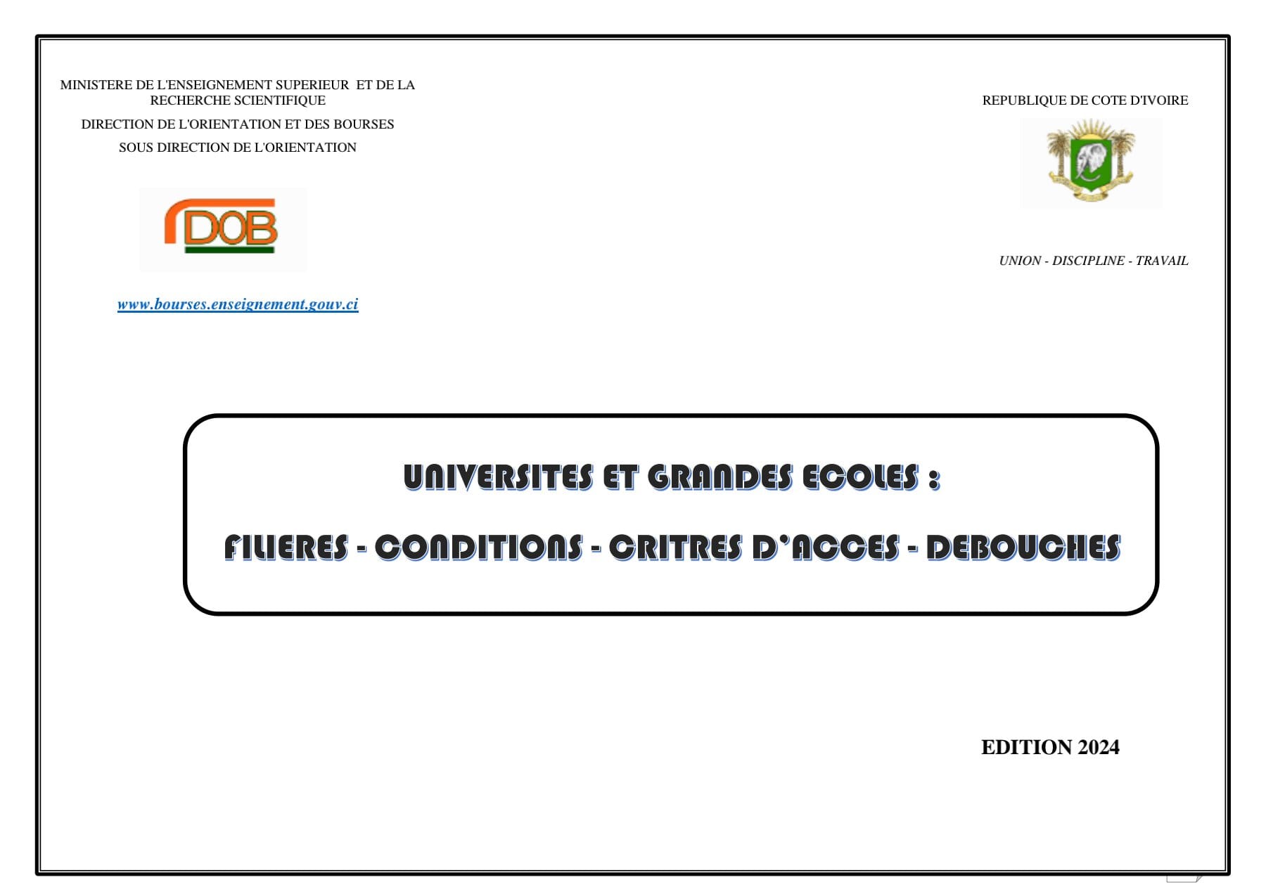 Conditions et critères d'accès aux Universités publics 2024 en Côte d'Ivoire