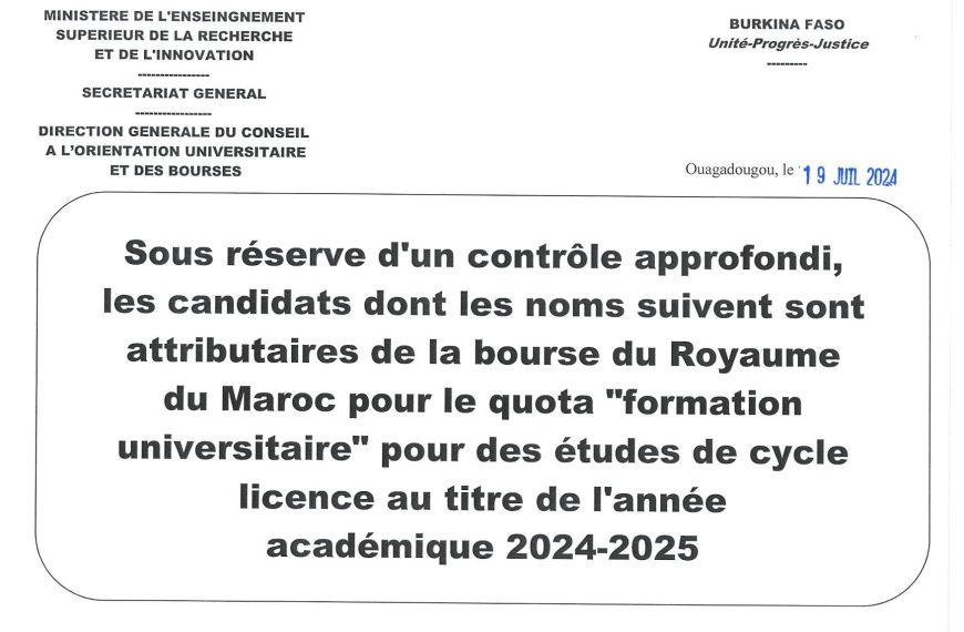 DGCOB: Liste des candidats attributaires de la bourse du Royaume du Maroc 2024-2025