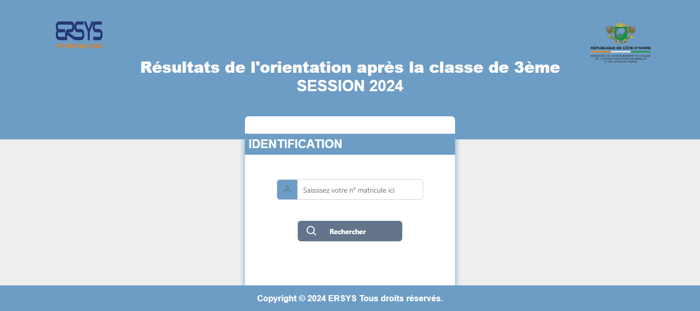 Résultats de l'orientation après la classe de 3ème session 2024 en Côte d'Ivoire