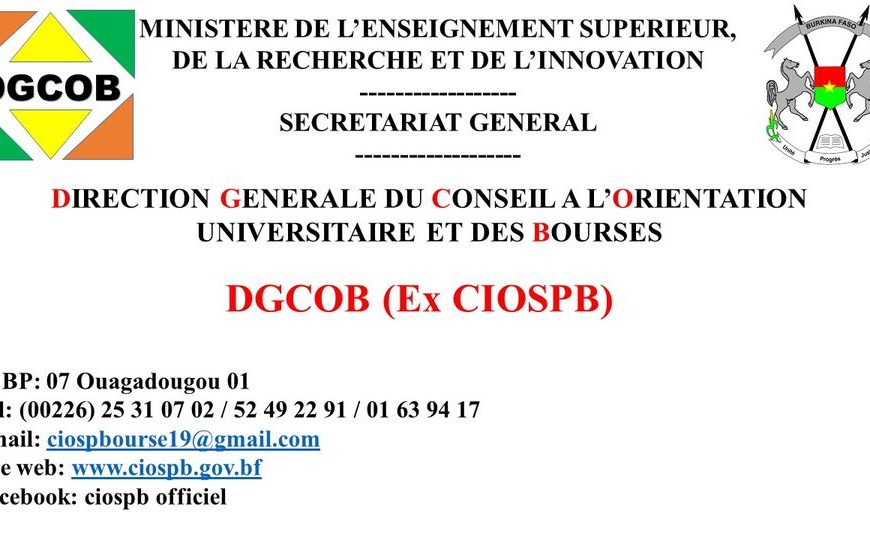 Communiqué de la Direction Générale du Conseil à l'Orientation Universitaire et des Bourses (DGCOB) 2024