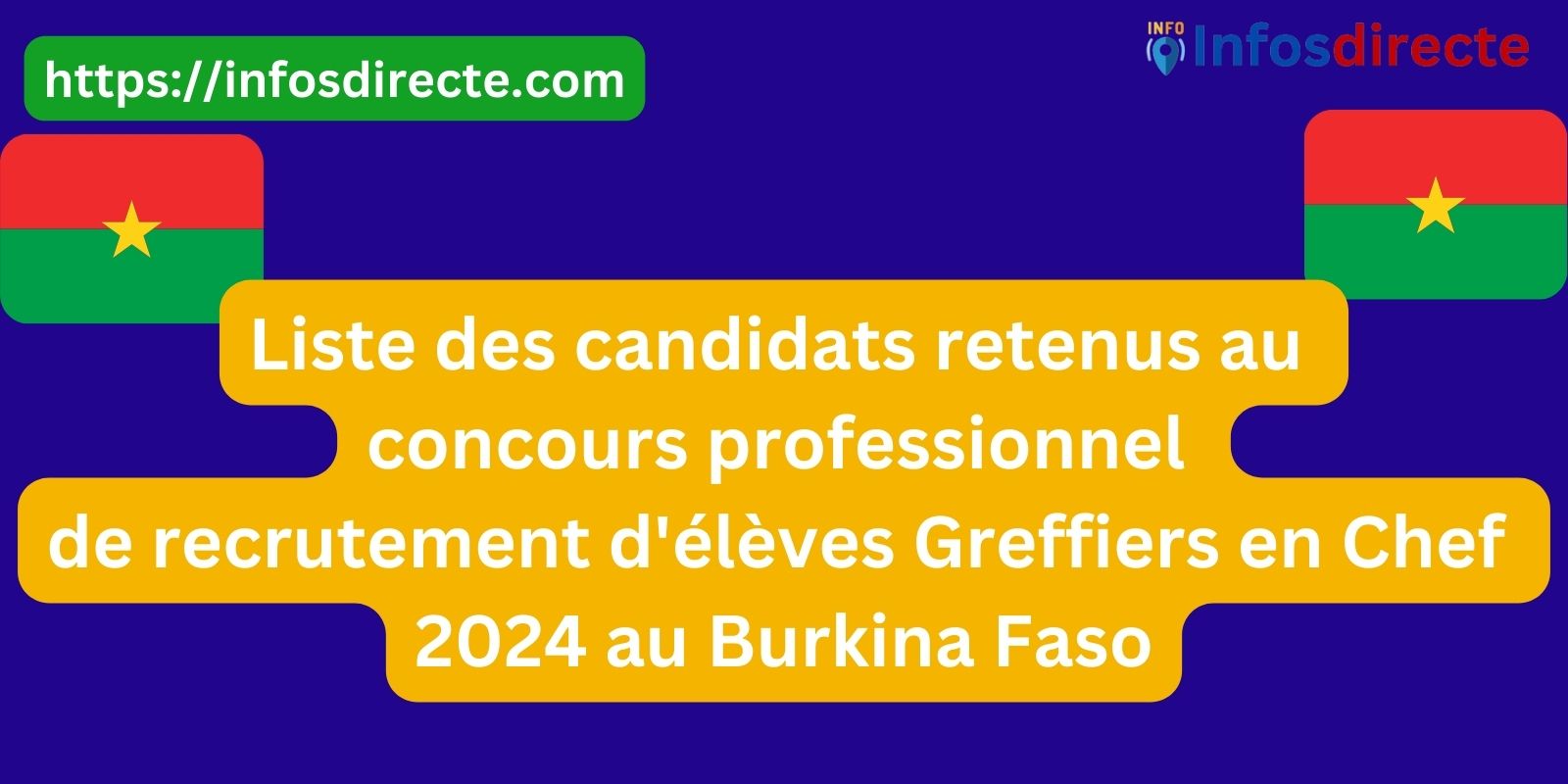 Liste des candidats retenus au concours professionnel de recrutement d'élèves Greffiers en Chef 2024 au Burkina Faso