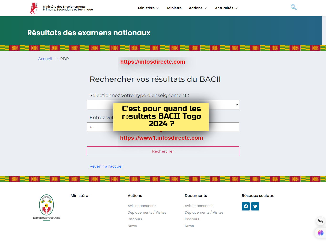 résultats BAC II Togo 2024